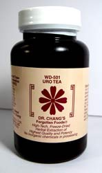 Chinese Herbal Formula Strengthens prostate, Cleanses prostate fat obstructions, Shrinks swelling, strengthens tissues, regenerates glands, improves blood circulation, genital skin infections, Bladder urinary tract infection men women Uro Tea Combination from Dr. Chang Forgotten Foods contains poria, zizphus, longan, cnidium, polygala, licorice, saussurea, ginger.